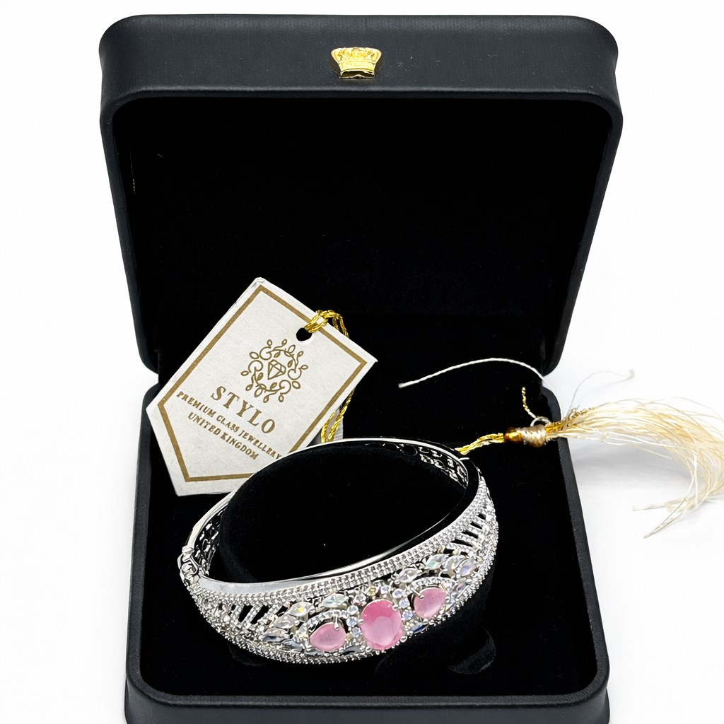 Silver one carrot stones bracelet